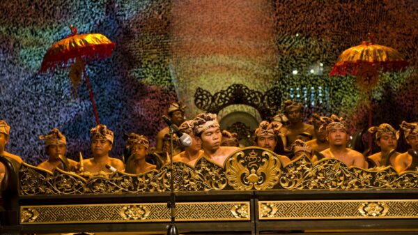 temple ceremony at night